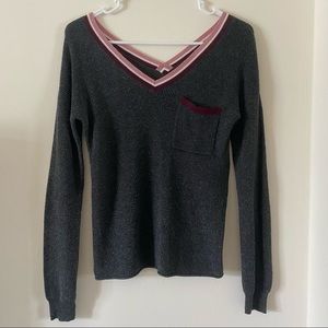 Hope Rose Stripe-trimmed V-Neck Sweater